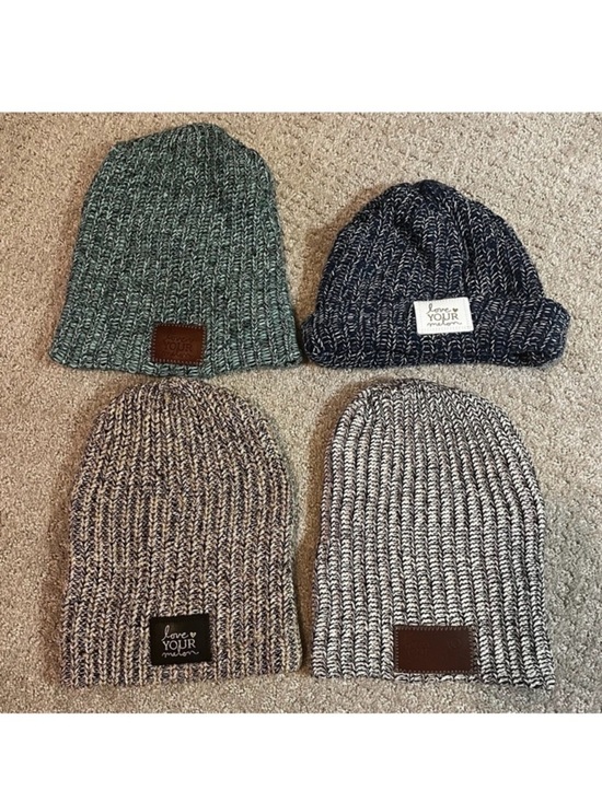 Love Your Melon Beanie Knit Hat Speckled Cream Black Gold Blue Patch Logo Lot 4x main image 9